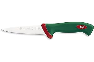 Sanelli Línea Premana Professional,Cuchillo Degollar Cm.14,Acero Inoxidable,Verde y Rojo,