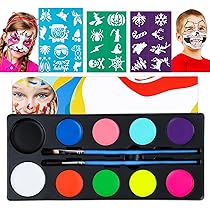 Kinderschminke Set 10-20 Farben - Karneval Body Painting Mit Pinseln & Vorlagen