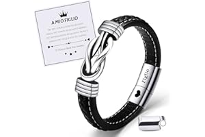 VU100 Regalo per Papà/Figlio/Uomo Bracciale in pelle per Uomo Bracciale Ti Amo Regalo per la Festa del Papà Regalo di compleanno per Figlio Fidanzato Marito Papà-Con Scatola Regalo