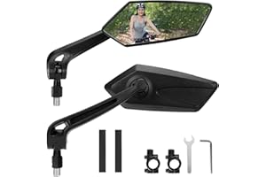 WUBAYI Juego de 2 espejos retrovisores de seguridad ajustables de 360° para manillar de bicicleta, cristal HD antirreflejo, resistente a las vibraciones y duradero, ajuste universal de 21 – 32 mm