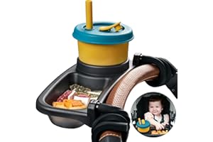 Boffinby Universal Stroller Snack Tray, Cup Holder Tray with Silicone Flexible Arms Grip, Universal Stroller Snack Tray Attachment for Baby & Toddler, Stroller Accessories, Snacking On The Go