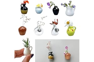 GENERISCH Mini Keramik Vase Magnete,3D Magnetic Keramik Blumenvasen,Cute Mini Bud Vases Magnetic,for Refrigerator Decoration Kitchen Locker Kitchen Office (8PCS)