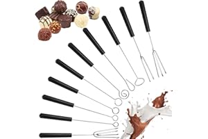 N\A 10 Pièces Fourchettes à Fondue en Acier Inoxydable,Fourchette à tremper au Chocolat,Fourchettes à Fondue,Fourchette à Chocolat,Pour Chocolats Faits À La Main Chocolats Et Truffes Haute Résistance