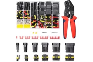 ‎AWAGAS awagas 740 Stück Wasserdicht KFZ Kabel Steckverbinder Set 1/2/3/4/5/6 Pin KFZ kabelverbinder Wasserdichtes Auto Anschluss Kit Auto Schnellverbinder mit Crimpzange für LKW Kayak Boote Quads Wohnwagen