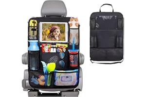 JTWMY Organiseur de voiture pour enfants, 10 poches, organiseur de siège de voiture, imperméable, avec tablette, téléphone, rangement multifonctionnel, protection de dossier