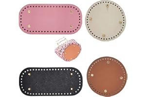 HNJKJEU 4 Pezzi Fondo per Borsa,Borsa per Maglieria Fondo in PU Cuoio con fondello Imbottito con Fori per Accessori per Borse a Spalla Fai da Te,per La Realizzazione di Borse da Donna( 2 Rotondo e 2 Ovale)
