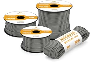 Abma Cord Paracorde 4mm 15m Type 3 Corde Paracorde 550 7 Brins pour Survie, Extrieur, Bracelet, l'artisanat - Max. 250 kg - Gris Anthracite