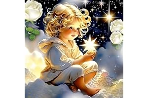 Bowetile 5D Carino Angelo DIY Diamond Painting Kit Completo, Kit Completo Angelo Diamond Painting Per Adulti, Fiore Nuvola Diamant Painting Per Adulti, Decorazioni Per Casa 30x30 cm