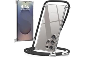caslord Handyband kompatibel mit Samsung Galaxy S25 Ultra, Necklace Hülle mit Bands Handyhülle für zum Umhängen, Transparent Case mit Handykordel,Stoßfeste Schutzhülle zum Umhängen Kordel, Schwarz