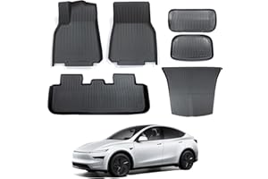 Arcoche Alfombrillas para Maletero y Alfombrillas para Tesla Model Y 2025 2026 Juniper TPE para Todo Tipo de climas (6 Piezas)