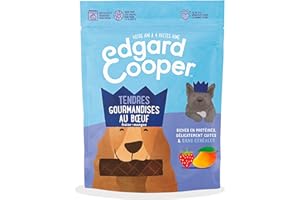 Edgard & Cooper Friandise Naturelle Sans Cereale, récompense éducation pour petit grand chien chiot, 1.2kg Lot de 8x150g Snack Gourmandise riche savoureuse (Bœuf - Fraise - Mangue)