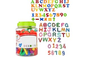 letras magnéticas Fiyuer 82 Pcs números magnéticos letras madera alfabeto imanes juguetes magnéticos bebes Incluye Mayúsculas Minúsculas y Símbolos Matemáticos para Niños