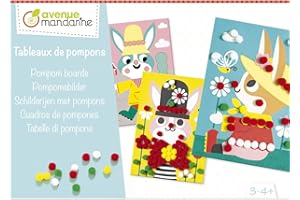 Avenue Mandarine KC122C - Caja creativa cuadros de pompones con 3 tablas impresas para decorar pompones