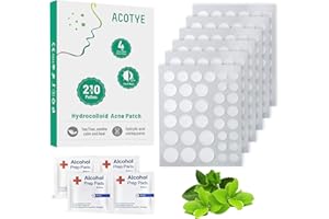 ACOTYE Acne Patches 210PCS Pimple Patches Hydrocolloid Patches Tea Tree Oil, 0.7% Salicylic Acid and Niacinamide