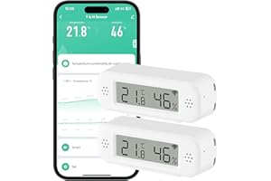 Comboss Sensor de termómetro e higrómetro Wifi, sensor de temperatura y humedad con alarma de notificación de aplicación remota, compatible con Alexa (2 pieza)