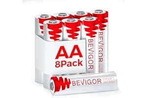 BEVIGOR AA Lithium Batteries Pack of 8, Double A Battery, 3000mAh 1.5V High Capacity AA Batteries for Home Equipment, Safety Equipment [ Disposable Battery ]