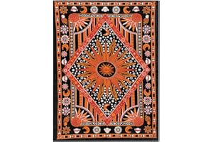 THE ART BOX Arancione Hippie Mandala Sole Luna Sole Che Brucia Arazzo per Camera da Letto Celeste Busning Sole Arazzo Bohemien Appeso a Parete Pianeta Arazzo