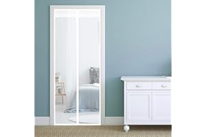 AMZERO Zanzariera Porta Finestra Magnetica, 120x245cm Zanzariera Porta Finestra Magnetico Velcro Chiudi Automaticamente per Porte d'IngressoPorte Cortili, Bianco