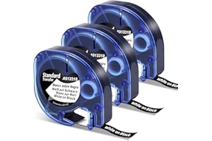 Markurlife Nastro di Ricambio Compatibile per DYMO LetraTag Plastica Bianco su Nero 12 mm x 4 m per Dymo LetraTag XR LT-100H LT-100T Plus QX50 2000