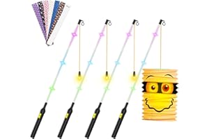 Heelay 4 LED Laternenstab Electric 50cm für St Martin, Elektronischer Laternenstab LED Lantern Rods Kinder Stab Laternenumzüge Hallowe en Zauberstäbe für Kostüme für Kinder Kostümpartys Kindergarten
