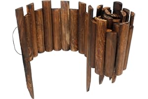 JonesHouseDeco Recinzione da Giardino in Legno Finitura Legno Bruciato Altezza Totale 35cm Lunghezza 120cm per Prato e Aiuole Recinzione Flessibile e Decorativa #K650A01