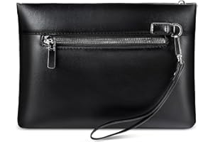 NEUTYPECHIC Pochette Homme Cuir PU, Grande Capacité Pochette Pochette, Sacs à main Cartes fendues Poches avec fermeture éclair Portefeuille Homme, Travail Voyage Casual (Noir)