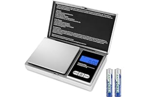 VVHIPPO Bilancia tascabile 500 g/0,01 g, Portatile Bilance per Gioielli(7 Unità), Bilancia Digitale con Display LCD Retroilluminato, Funzione Tara, per Cucina/Caffè/Gioielli/Farmaci (argento)