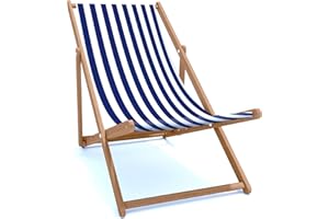 Holtaz Transat en Bois de hêtre Full Print Extérieur Jardin et Balcon Pliable avec Tissu Amovible pour Jardin Piscine Plage Bars Cafés jusqu'à 130 kg 4 Positions Cadre de Couleur Naturelle
