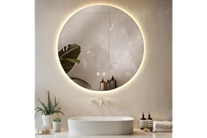 TecTake® Specchio bagno a LED Clara, specchio da parete retroilluminato, specchiera bagno con luce, antiappannamento, design moderno, led bagno, smart led mirror - Rotondo - 80 x 80 cm