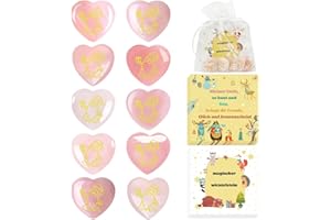OPEIXSAYKOC 10x Wichtelsteine, Glücksstein Weihnachten, mit Grußkarte und Organza Beutel,Glücksbringer Weihnachten,Weihnachtself Mitgebselstein,Nikolaus Geschenke,Glückswichtel Stein Für Jungen Mädchen