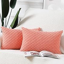 MADIZZ Pack Of 2 Boho Corduroy Striped Throw Pillow Covers 20x20 Inch