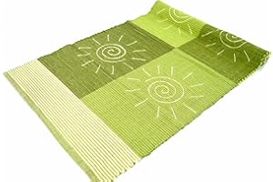 ARTE TAPPETI IBIZA Tappeto Cotone, Lavabile, Passatoia cucina Multiuso, Bagno, con ricamo (60x120cm, Green)