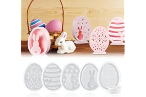 BEIBEIJIA Silikonformen Gießformen Ostern, 6 Stück Silikonform Ostern Hase, Silikon Gießform Ostern, DIY Gipsformen zum Gießen Osternhase, Gießformen Silikon Ostern, Silikonform Osterhase Eier für Handwerk