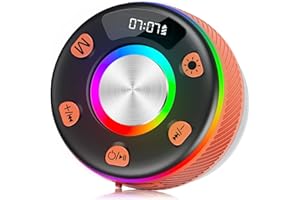 Dbasne Shower Speaker, Portable HD Sound With Suction Cup/Lanyard, IPX7 Waterproof Wireless With RGB Light