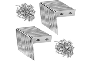 WINSOME 32 Pcs Corner Brackets for Wood with Screws - Galvanised L Shaped Brackets for Fixing and Repairing Furniture, Shelves, Windows, and Cabinets | 25mm x 25mm