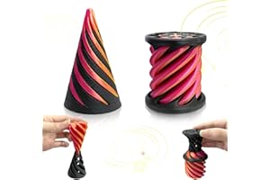 Vordpe Juguete Fidget en Espiral, Juguete Fidget Impreso en 3D, Juguete Fidget Spinner con Engranaje en Espiral, para Estatua para la decoración de la Mesa (Cono + Cilindro)