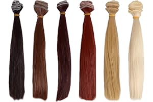 Toddmomy 6 Pièces Poupée Prise Perruque 20Cm Droite Poupée Perruque De Cheveux Artisanat Poupée Perruques Synthétique Cheveux Trames pour Bricolage Artisanat Poupée