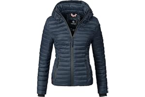 MARIKOO leichte Damen Übergangsjacke kurz mitteldick gefütterte Steppjacke mit Kapuze Samtpfote XS-XXL