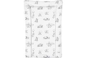 LITTLE POPPETS & CO Little Poppets Deluxe Unisex Baby Waterproof Changing Mat with Raised Edges - Black & White Winnie the Pooh, L