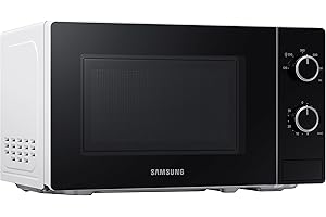 ‎SAMSUNG Samsung Solo-Mikrowelle, 700 W, Epoxy-Garraum mit 20 l Volumen, 5 Leistungsstufen, Defrost, Weiß/Schwarz, MS20A3010AH/EG