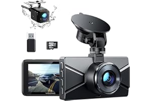 WOLFANG Dash Cam Front and Rear 2.5K, 1440P Dashcam for Cars with 3.0" LCD Display, Super Night Vision, Loop Recording, G-Sensor, 170 Wide Angle WDR, 24H Parking Guard, with SD Card and Reader