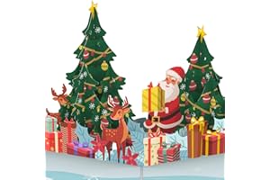 papercrush® Kartka typu pop-up, na Boże Narodzenie, 3D z Świętym Mikołajem i reniferami dla dzieci, kobiet i mężczyzn, ręcznie wykonana kartka z życzeniami bożonarodzeniowymi dla przyjaciółki, mamy lub babci