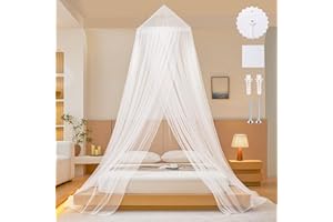 HJJMN Blanc Grande Moustiquaire pour Simple Et Double, Moustiquaire Ciel De Lit avec Crochet AdhéSif Plafond, Ciel De Lit Adulte pour Voyage Et Maison Indoor Outdoor 60×250×1100cm