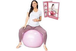 BABYGO® Piłka porodowa dla kobiet w ciąży i jogi + nasza 100-stronicowa książka ciążowa, ćwiczenia, plan narodzin i rekonwalescencji, przyjazny dla środowiska materiał odporny na pęknięcia 65 cm
