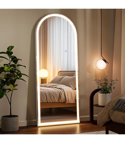 Speculux 63x20 Inch LED Full-Length Mirror – 3 Color Lights, Dimmable, Stand Or Wall Mount, Black