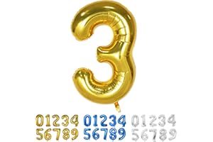 YOYOIN Gold Luftballon Zahlen 3 Folienballon Gold in 40" - 100cm Geburtstag Zahlen Luftballon 3 Jahre XXL Helium Ballons für Kinder Junge Männer 3. Geburtstagsparty Deko (Nummer 3)