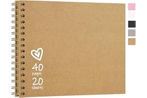 Vienrose DIY Álbum de Recortes 20,5X28 cm Libro de Recortes de Papel Kraft de Tapa Dura Álbumes de Fotos con 40 Páginas en Blanco para Boda Baby Shower, Color Kraft