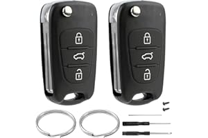 JJCHQ 2 Pièces Coque de Clé Compatible avec Hyundai ix35 ix20 i30 i20 i10 et Kia Sportage Soul Ceed Rio Picanto Venga 3 Boutons de Télécommande Cle Boîtier Clef de Remplacement Accessoires de Clé de Voiture