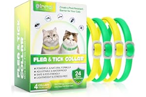 BIBONSE Flohhalsband Katze 4 Stück Zecken-Halsband für Katzen, Anti-Floh Katze Halsband, Verstellbar und Wasserdicht, Natürlich und Sicher, 48 cm Length, 24 Monate Schutz, Zecken-Flohband für alle Katzen