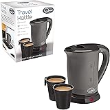 Quest 35690 Compact Travel Kettle / 0.5 litres / 600 Watt / Dual Voltage / Indicator Light / Includes 2 Cups / Black